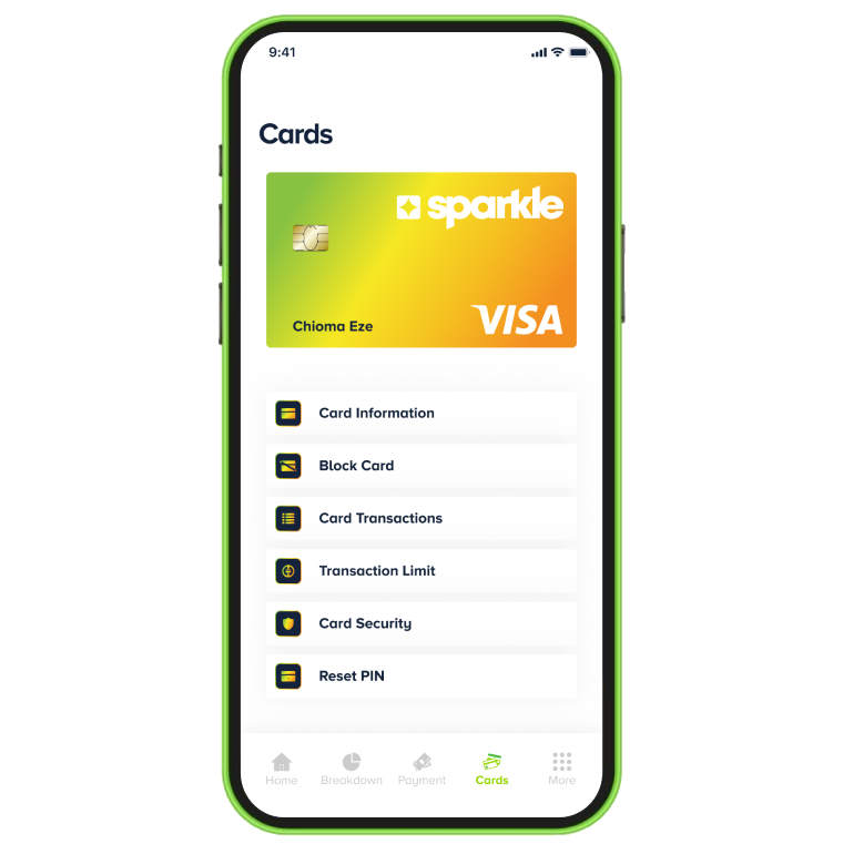 You can simply block and deactivate your sparkle card from your app